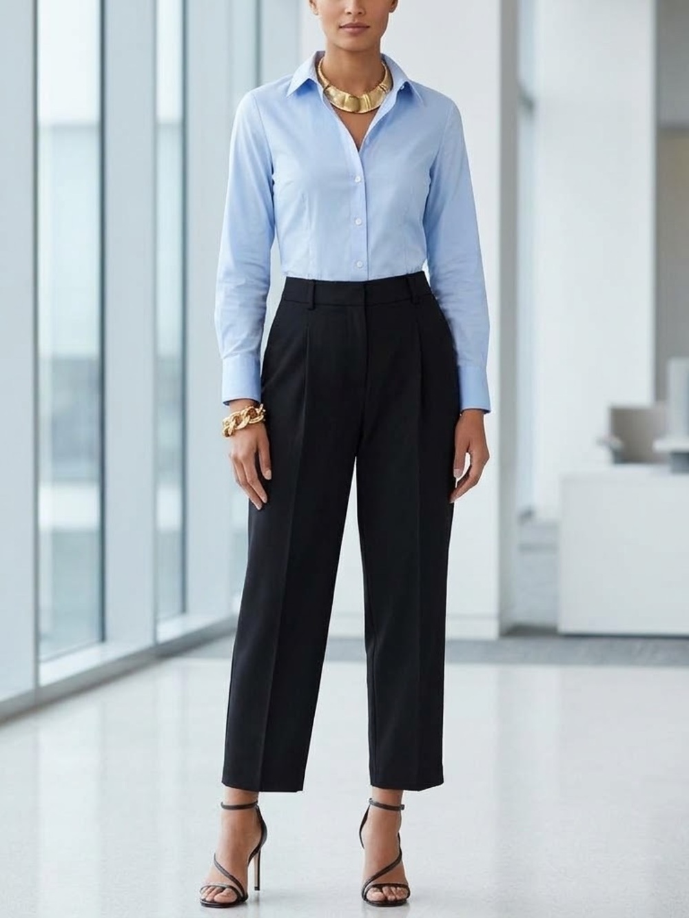 LOFT Black Tailored Slacks with Elastic Back – Size
